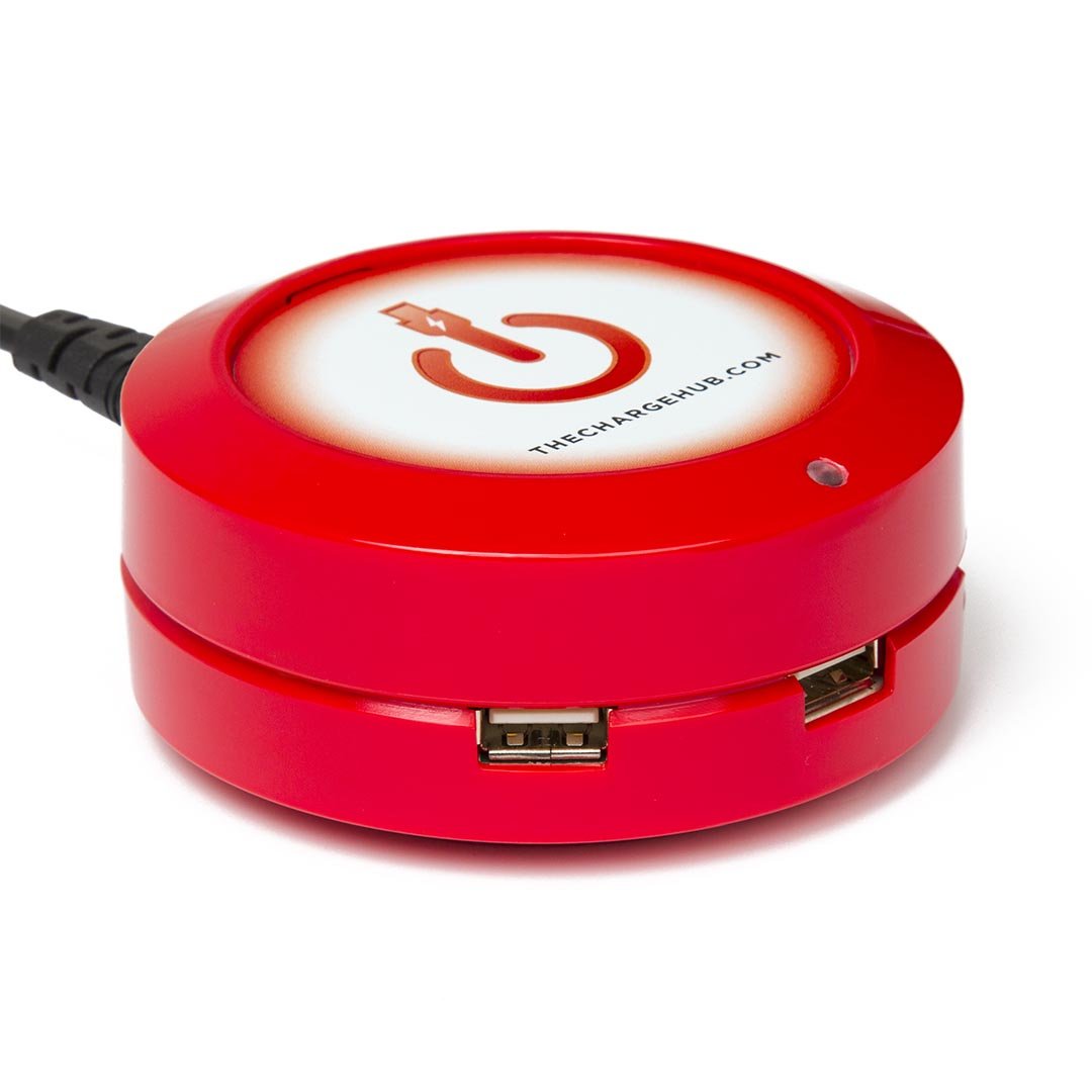 ChargeHub X3-3-Port USB Charger Desktop Charging Station 2.4A Per Port/25W - SmartSpeed Technology for iPhone X/8/7/6 Plus, iPad, Galaxy S9/S8/S7, Nexus, LG & Other Devices - Round (Red)