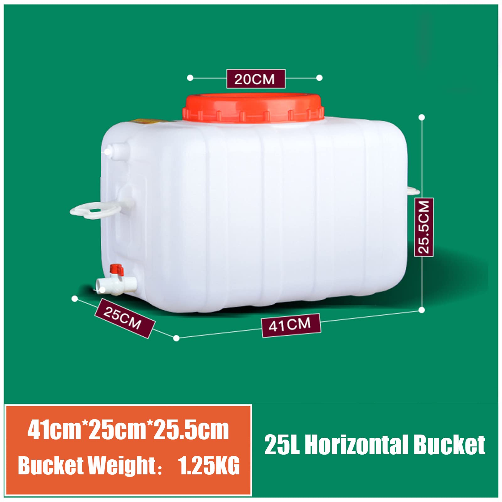 Bidon agua Blanco 25L/45L/70L/100L/150L Cuadrado Cubo De Plástico Bidón De Agua Con Grifo Recipiente De Agua Portátil Coche Tanque De Agua De Emergencia Depósito De Agua Contenedor De Agua(Size:25L)