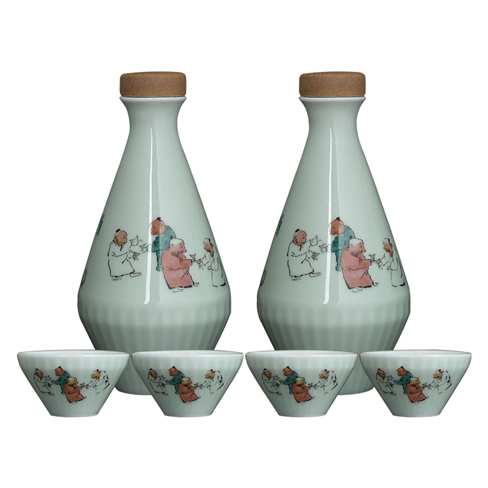 Tasse à saké traditionnelle, verres à vin en céramique, 6 pièces, tasse à vin traditionnelle japonaise en céramique faite à la main, bouteille de saké en porcelaine, artisanat de décoration d'intérieu