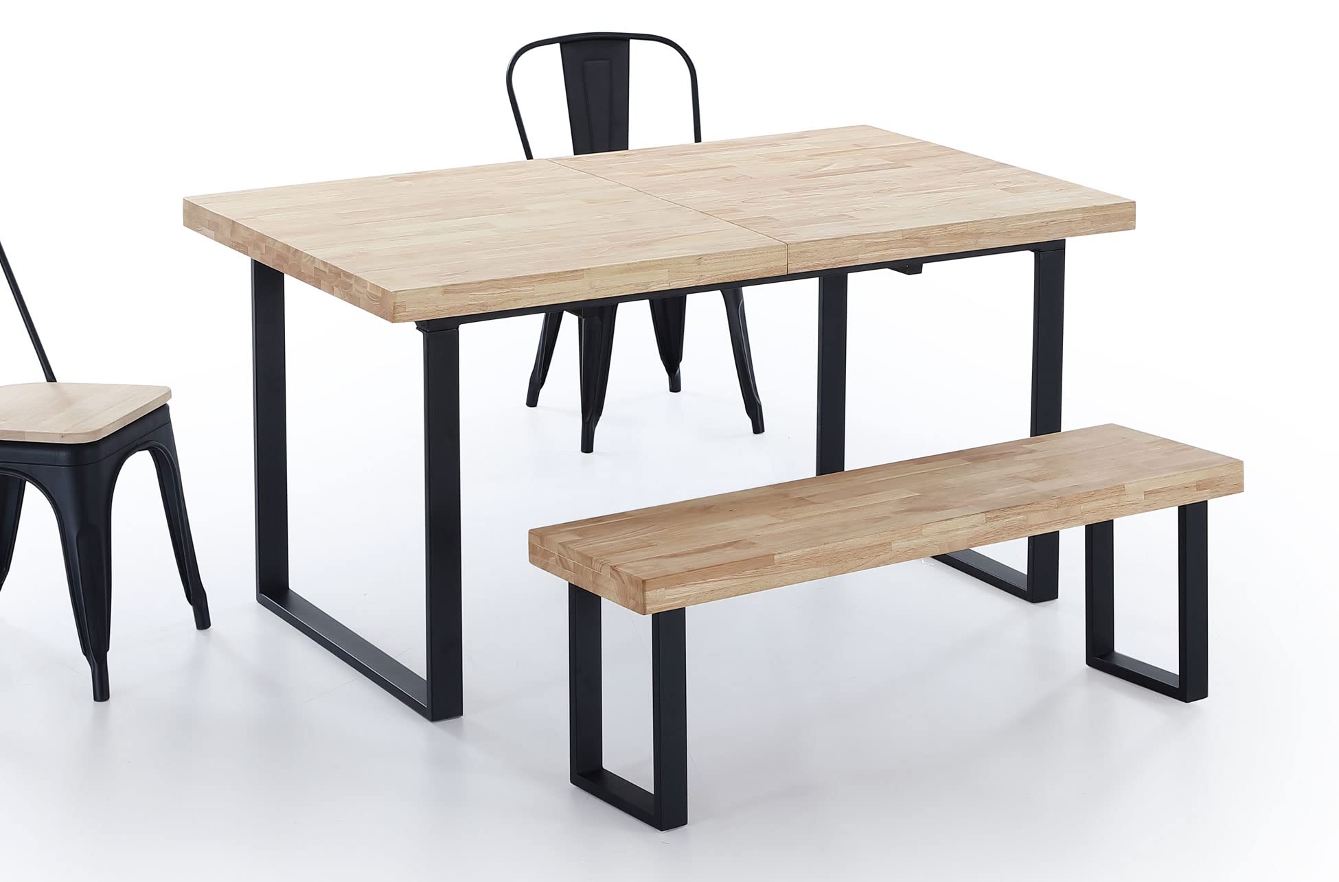 PEGANE Banc d'assise Coloris chêne Nordique/Pieds Noir -Largeur 120 x Profondeur 47 cm x Hauteur 34 cm