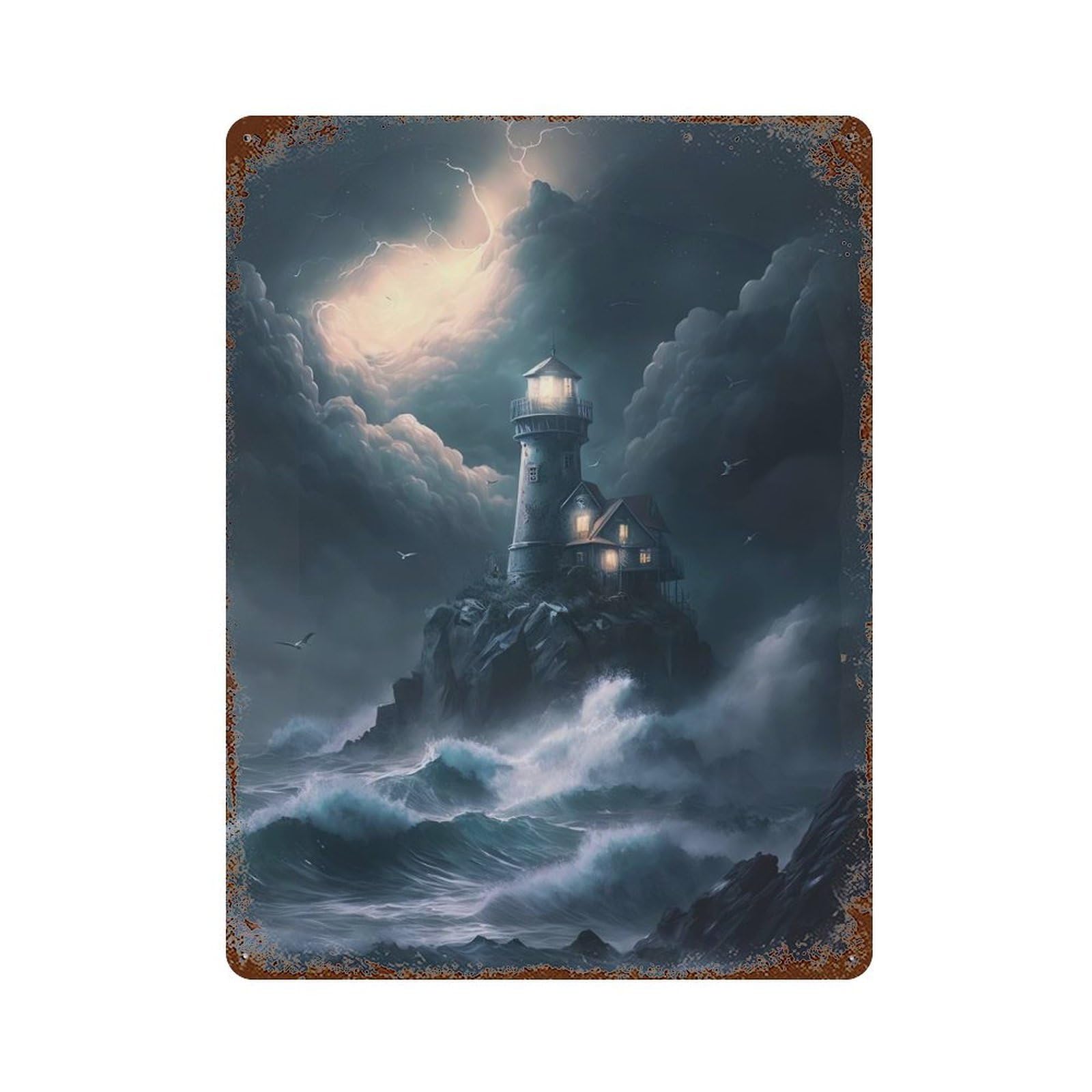 A Lighthouse in A Storm V2 Retro Metal Sign 15.7"x11.8", Farmhouse Wall Decor for Cafe, Home Bar And Lounge Decor