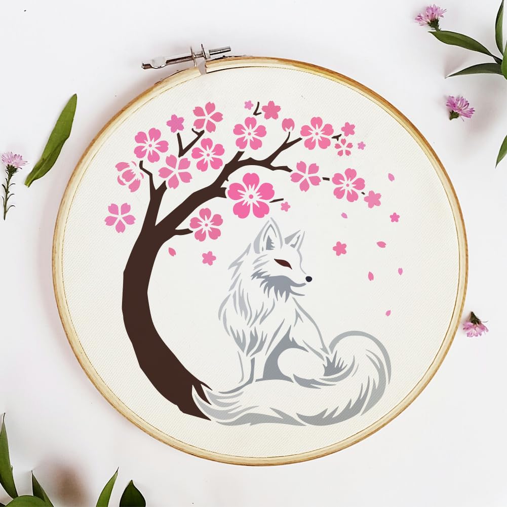 FINGERINSPIRE Fuchs-Malschablone | 30x30 Cm, Wiederverwendbar, PET-Kunststoff, Für Holz, Wand, Stoff
