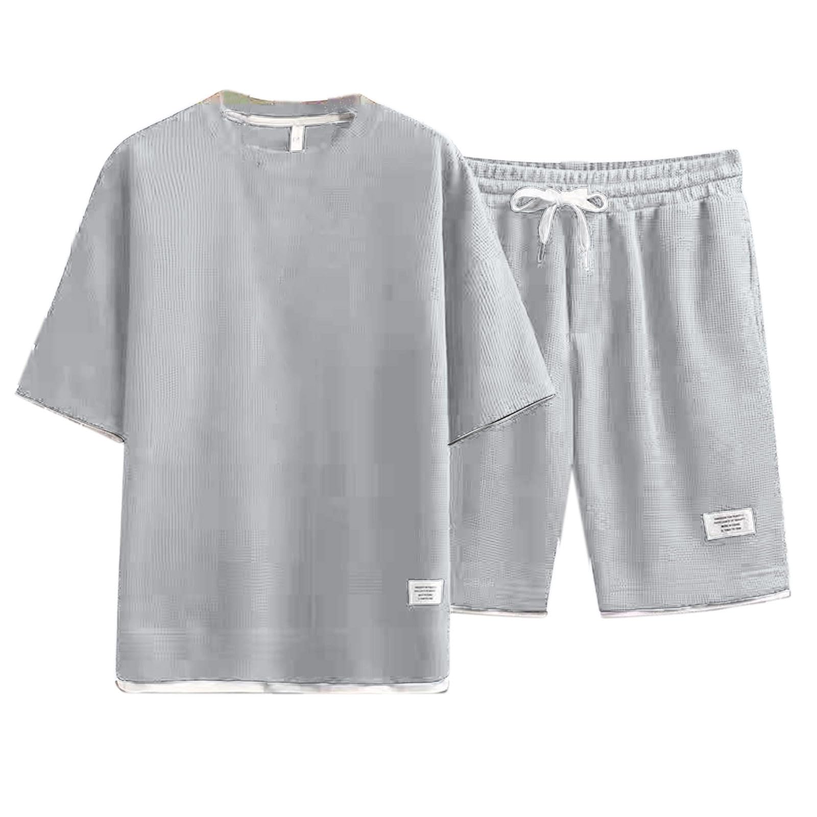 Chándal para Hombre Conjunto de Chándal Camiseta + Pantalones Cortos Traje de Verano de 2 Piezas de dos Piezas Deportivo Cómodo Transpirable Traje de Playa de Verano 2025