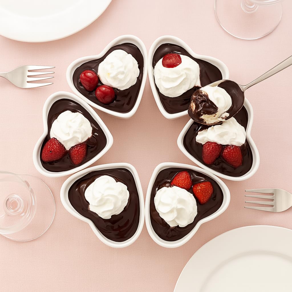 HIC marques qui Cook en porcelaine en forme de coeur ramequins, Lot de 6