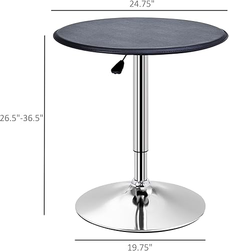 Miniatura 3 de HOMCOM Mesa redonda de bar de 25 pulgadas, altura ajustable y mesa giratoria de 360° para sala de estar, comedor, bar, bistró, color negro