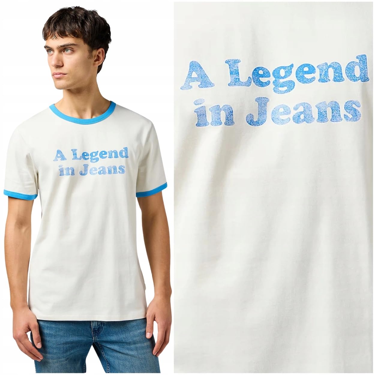 Wrangler Men's Ringer Tee T-Shirt, Vintage White, XL