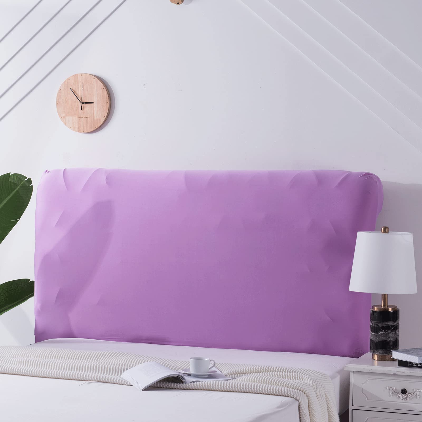 Stretch Universal Bed Head Cover/Bed Headboard Slipcover for Upholstered/Leather/Wood Headboards, All inclusive King Size Double Single Queen Head Board Covers Protector Decoration(90-110cm,Purple1)