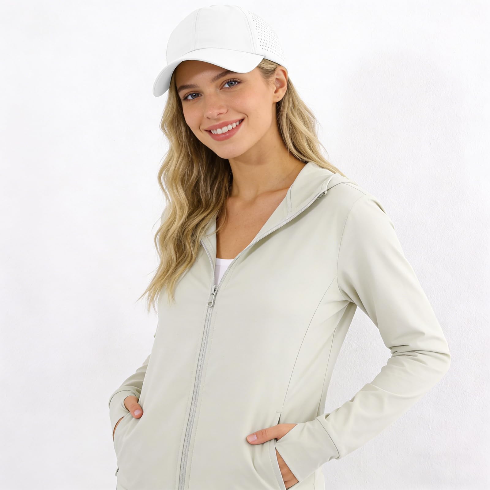 InfiniZer Cappelli da baseball da donna con supporto per coda di cavallo, maglia ad asciugatura rapida, cinturino regolabile, accessori essenziali per le vacanze all'aperto