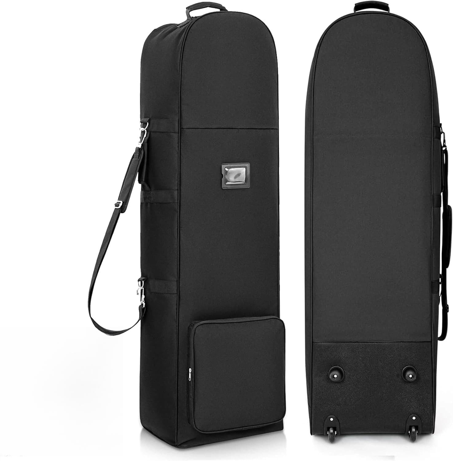 Golf Travel Bags with Wheels, 900D Heavy Duty Oxford Wear-Resistant with Extra Storage Bag, Lightweight & Portable Golf Club Travel Cover for Airlines Easy Storage, Black, Shoulder-25