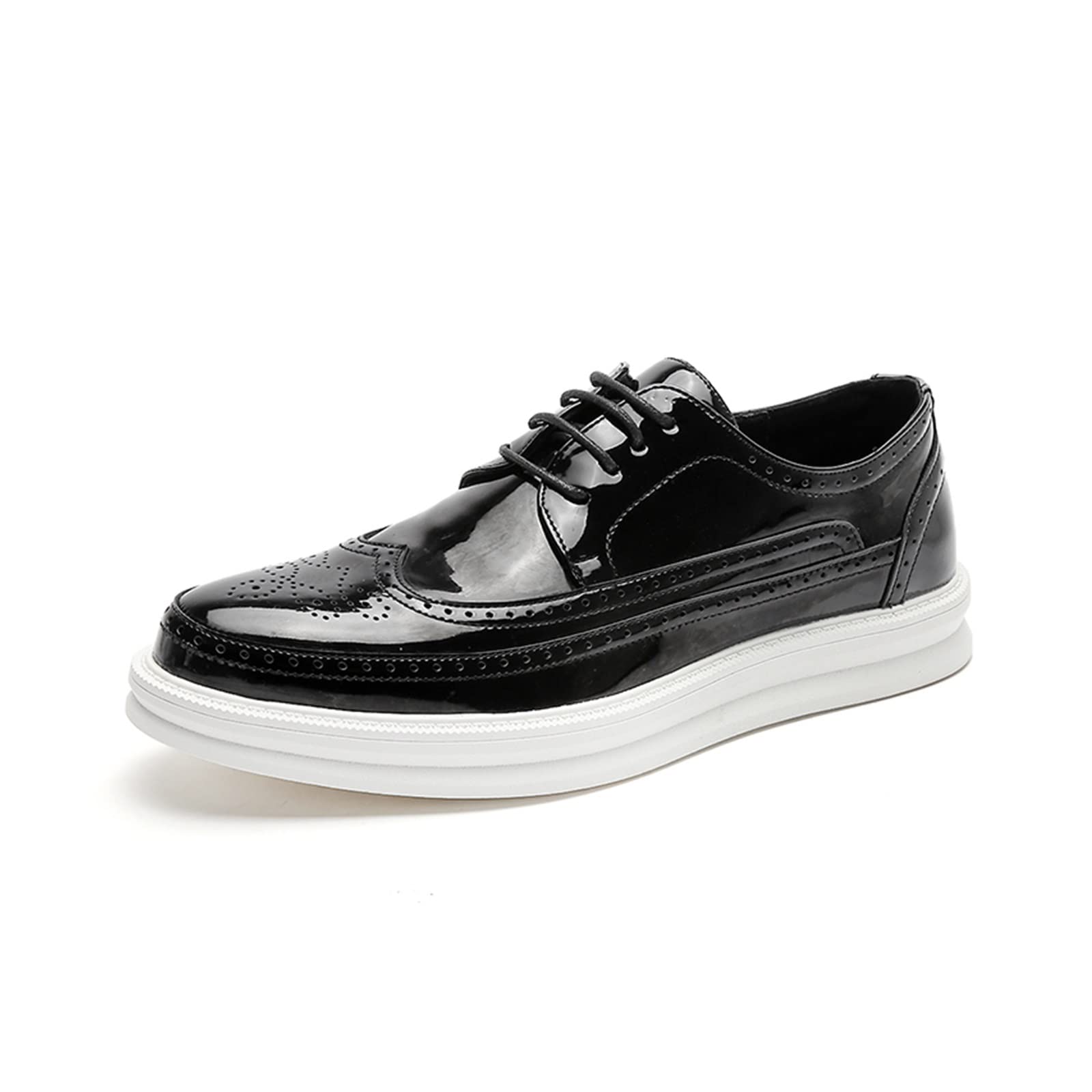 Męskie skórzane buty marki formalne męskie buty Oxford brogsy męskie formalne szpiczasty nosek sznurowane biuro ślub czarne skórzane buty dla mężczyzn