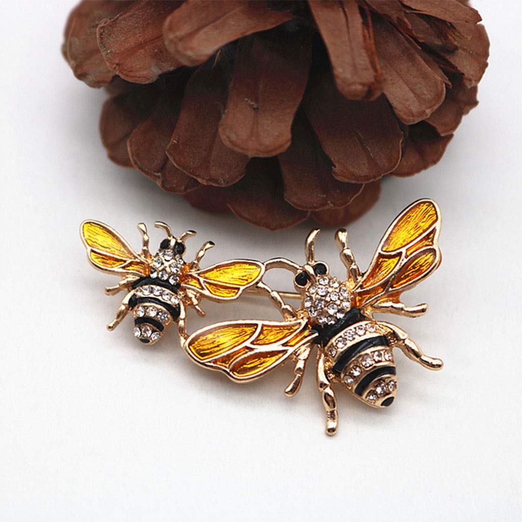 SOFEA Spilla a forma di ape, spilla smaltata per corsetto, gioiello squisito di lusso, spilla per insetti, spilla alla moda con strass giallo antico