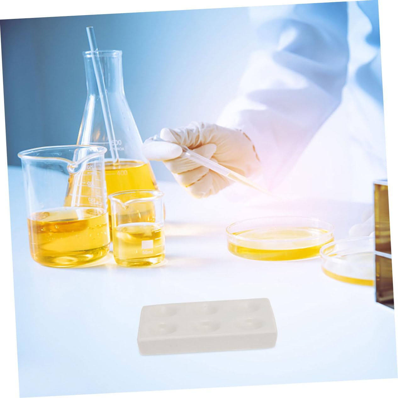 Mobestech Weiße Keramik Tüpfelplatten Vielseitige und Leicht zu Reinigende Reaktionsplatten 2 Stück mit 6 Löchern für Chemische Experimente im Labor