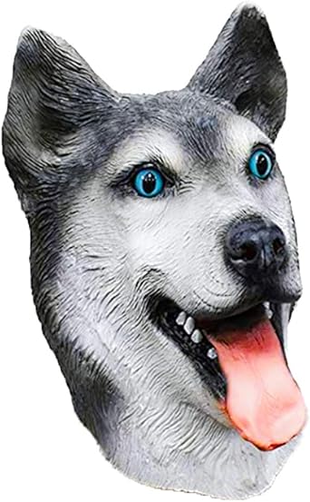 Realistic Siberian Husky Dog Head Mask Latex Animal Head Mask Halloween Costume Party Cosplay