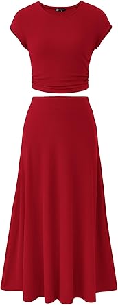 PRETTYGARDEN Two Piece Skirt Set for Women 2025 Summer Spring Dressy Casual Knit Travel Vacation Matching Lounge Outfits