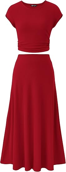 PRETTYGARDEN Two Piece Skirt Set for Women 2025 Summer Spring Dressy Casual Knit Travel Vacation Matching Lounge Outfits