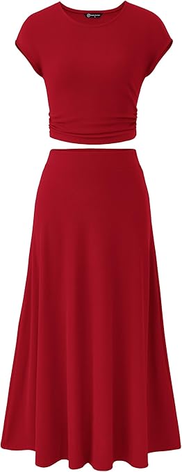 PRETTYGARDEN Two Piece Skirt Set for Women 2025 Summer Spring Dressy Casual Knit Travel Vacation Matching Lounge Outfits