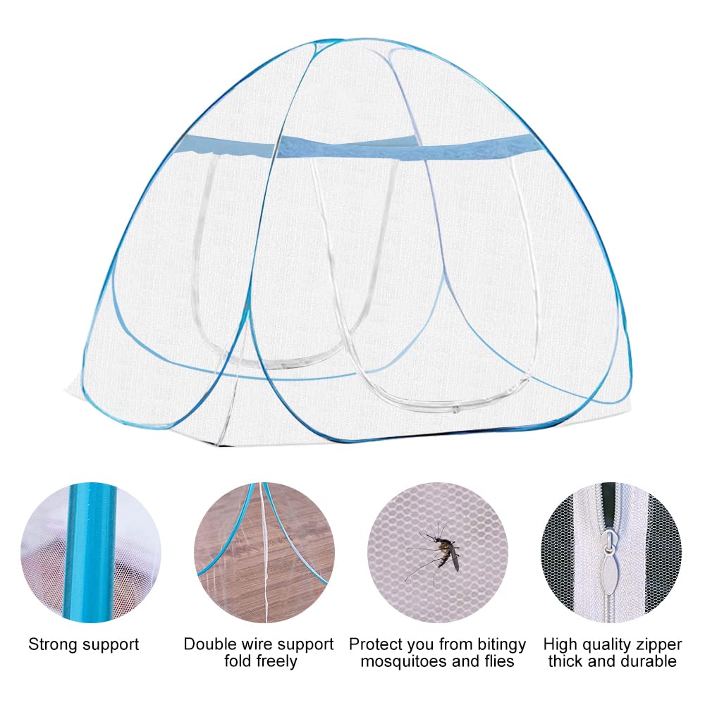 Moskitonetz Bett, Pop Up Moskitonetz Reise, großes Mückennetz Bett für Doppelbett, Faltbares Mosquito Net Mückenschutz Bett, Mobiler Insektenschutz Moskitozelt (200 x 180 x 150cm)