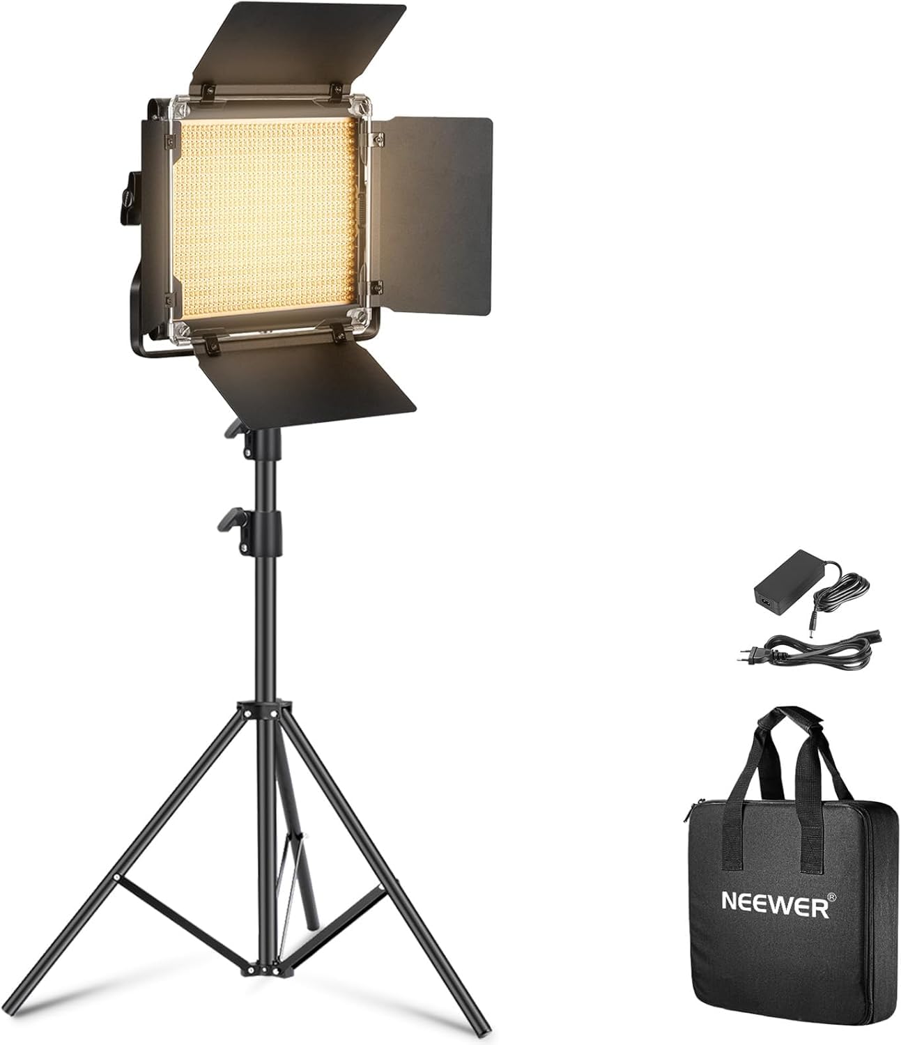 Neewer Dwukolorowa lampa studyjna LED ze statywem i kubkiem, główne oświetlenie do nagrywania, ciągłej transmisji, sesja zdjęciowa, 660 LED 3200K-5600K, 3300lx/1m, zmienna intensywność, CRI96+, NL660