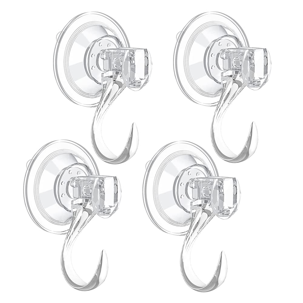 STAMI PLET 4 Pack Suction Cup Wreath Hanger,Large Clear Removable Heavy-Duty Hook Wreath Holder Use for Window Glass Door Halloween Christmas