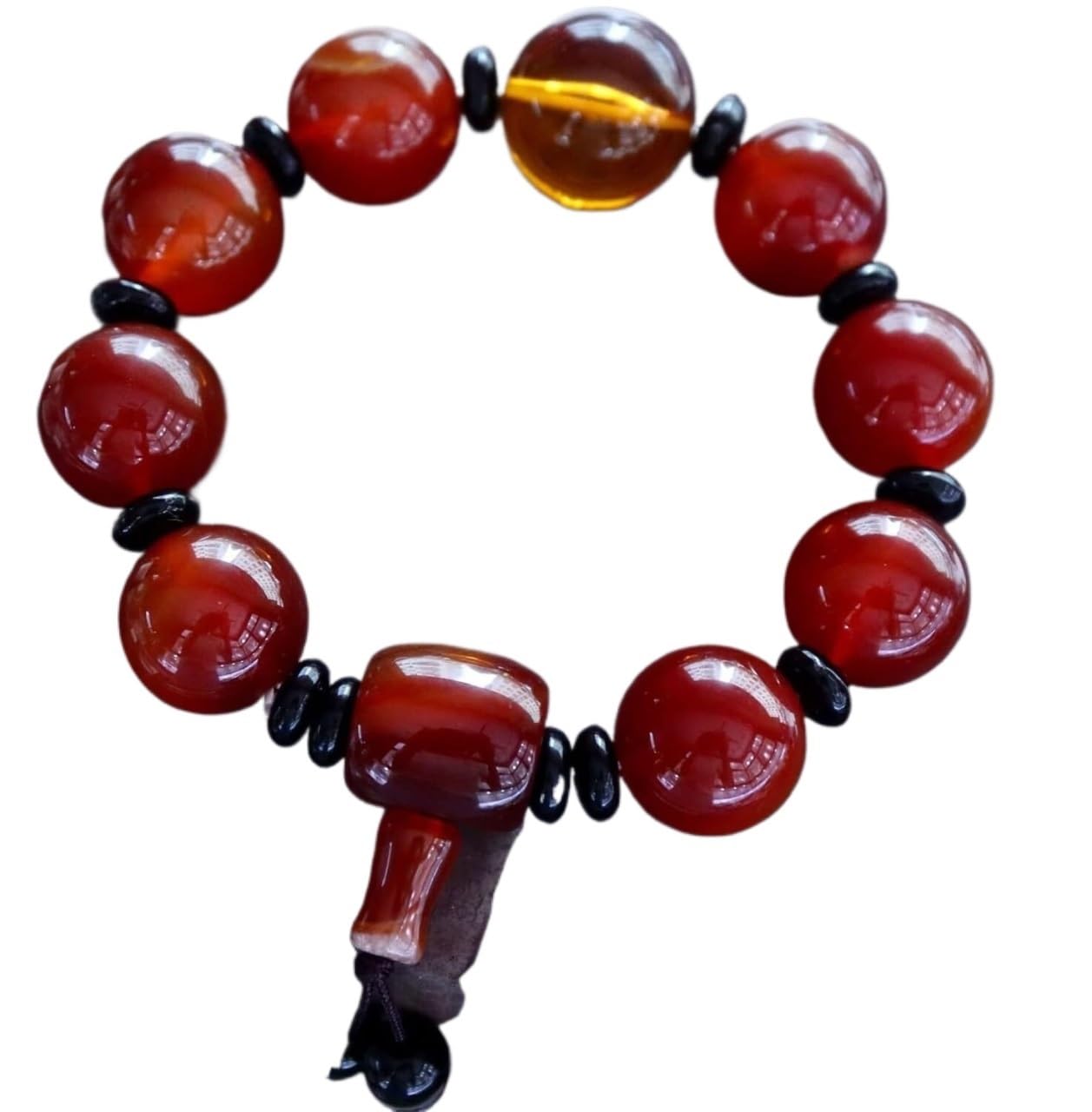 YNIYUJKL Beaded Bracelets,Natural Agate Bracelet Tibetan Feng Shui16 Mm Antique Ruby Gold Amber Bracelet