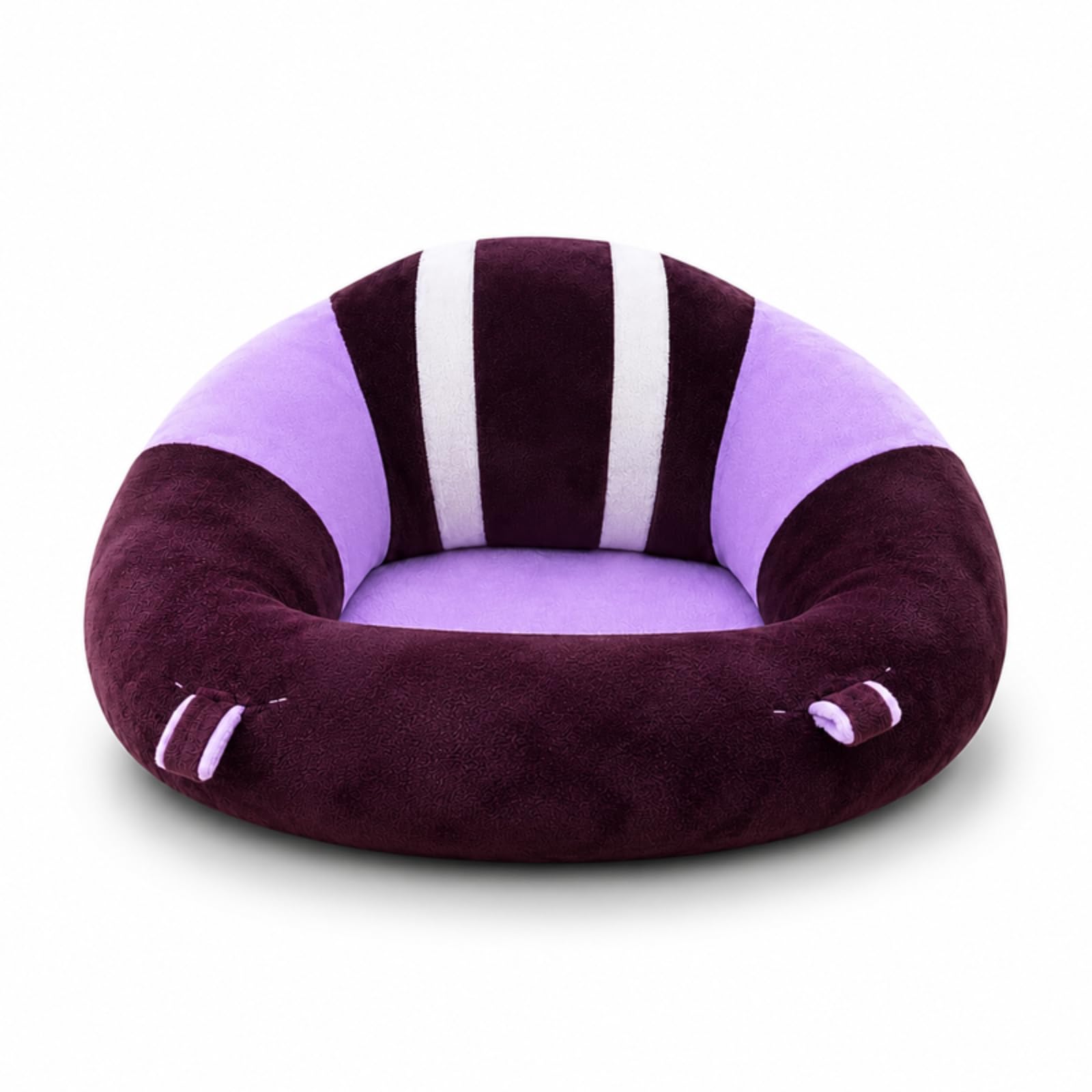 Baby Support Sofa Seat Plush Chair with Deep Purple, Lavender & White Stripe Design | Soft Infant Sitting Support Seat | Gift for 6-24 Months Boys, Girls & Kids-image-30