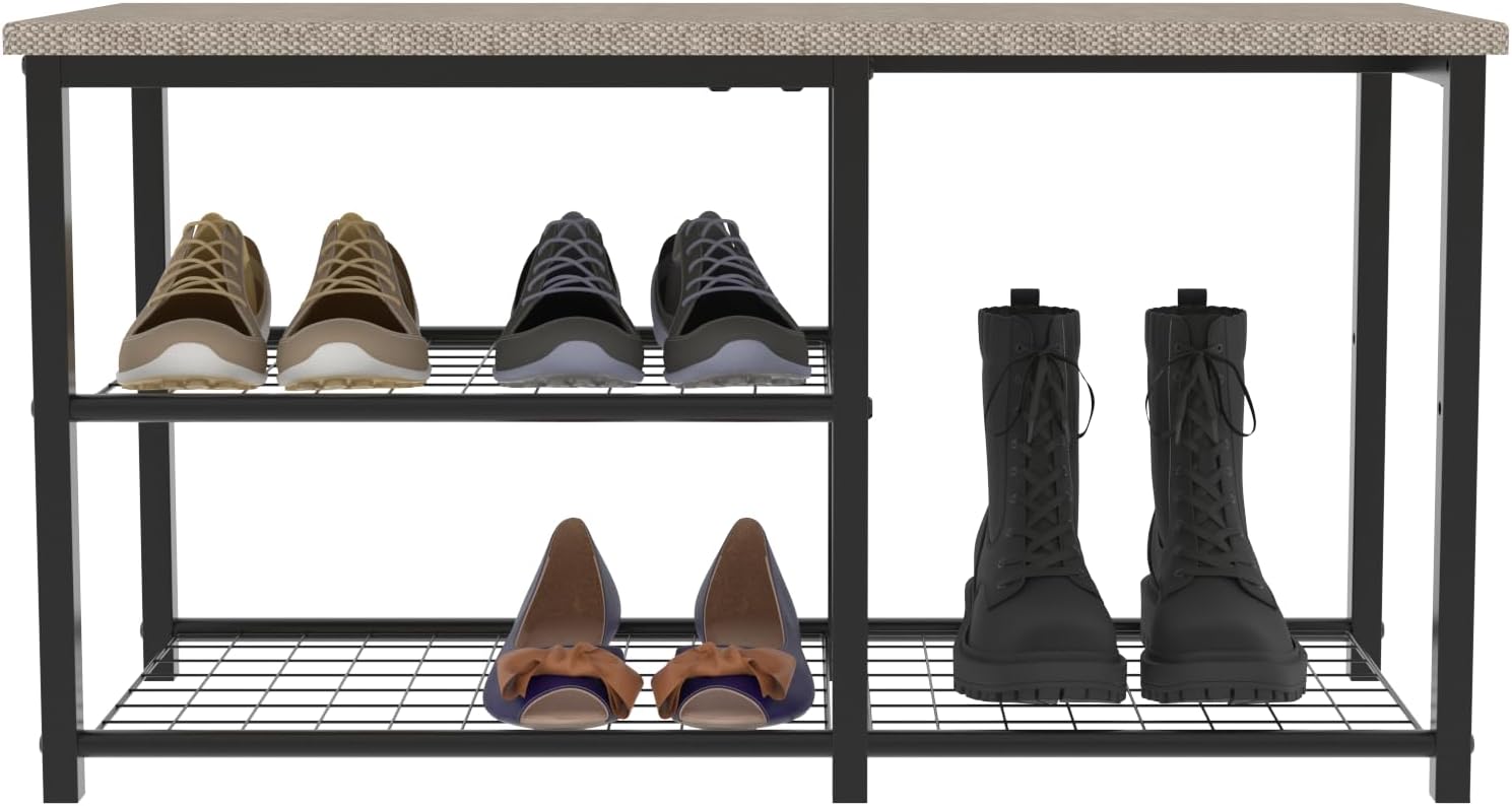 Rooflare Shoe Bench 3 Tiers Shoe Rack for entryway Shoe and