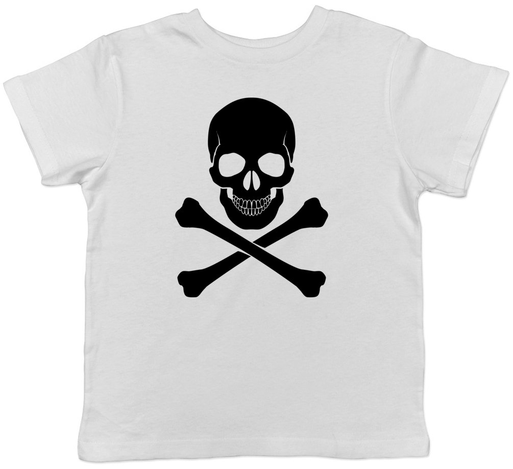 Shopagift Skull and Crossbones Gothic Childrens Kids Short Sleeve T-Shirt White