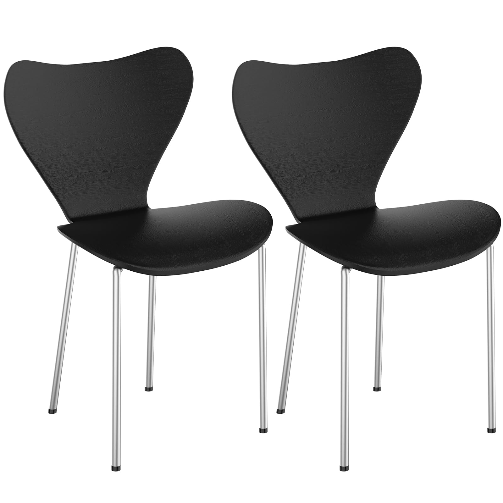 Set di 2 sedie da pranzo impilabili in polipropilene nero, 45,5 x 40 x 82,5 cm, design moderno, leggere e perfette per sala da pranzo e uso domestico