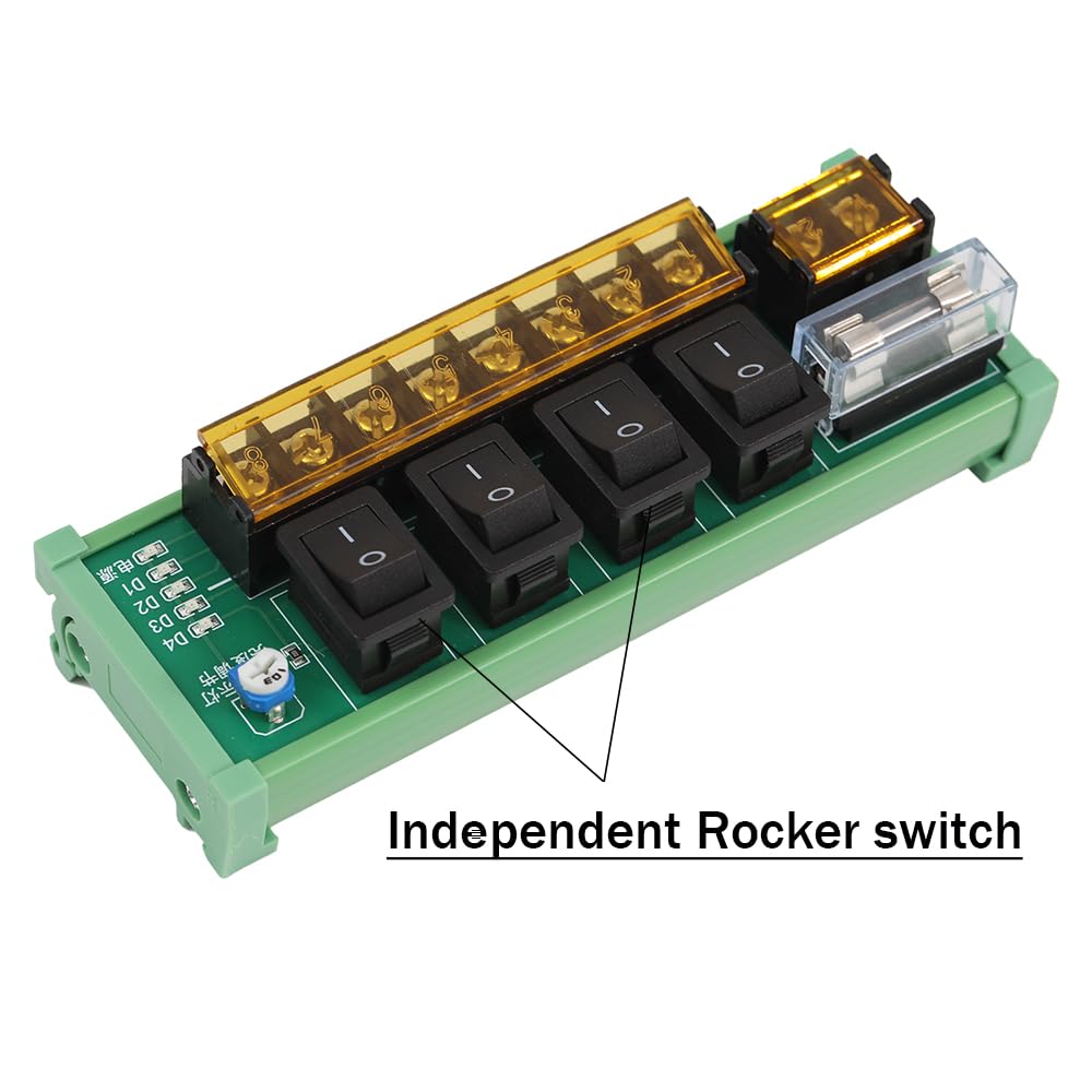 Snapklik.com : Jienk DIN Rail Mount 4 Channel Rocker Switch DC 24V 20A ...