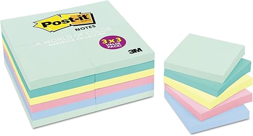 Post-it Colección Jaipur Papel para anotar de 3 x 3 pulgadas Paquete de 5 resmas 654-5UC Marseille Collection