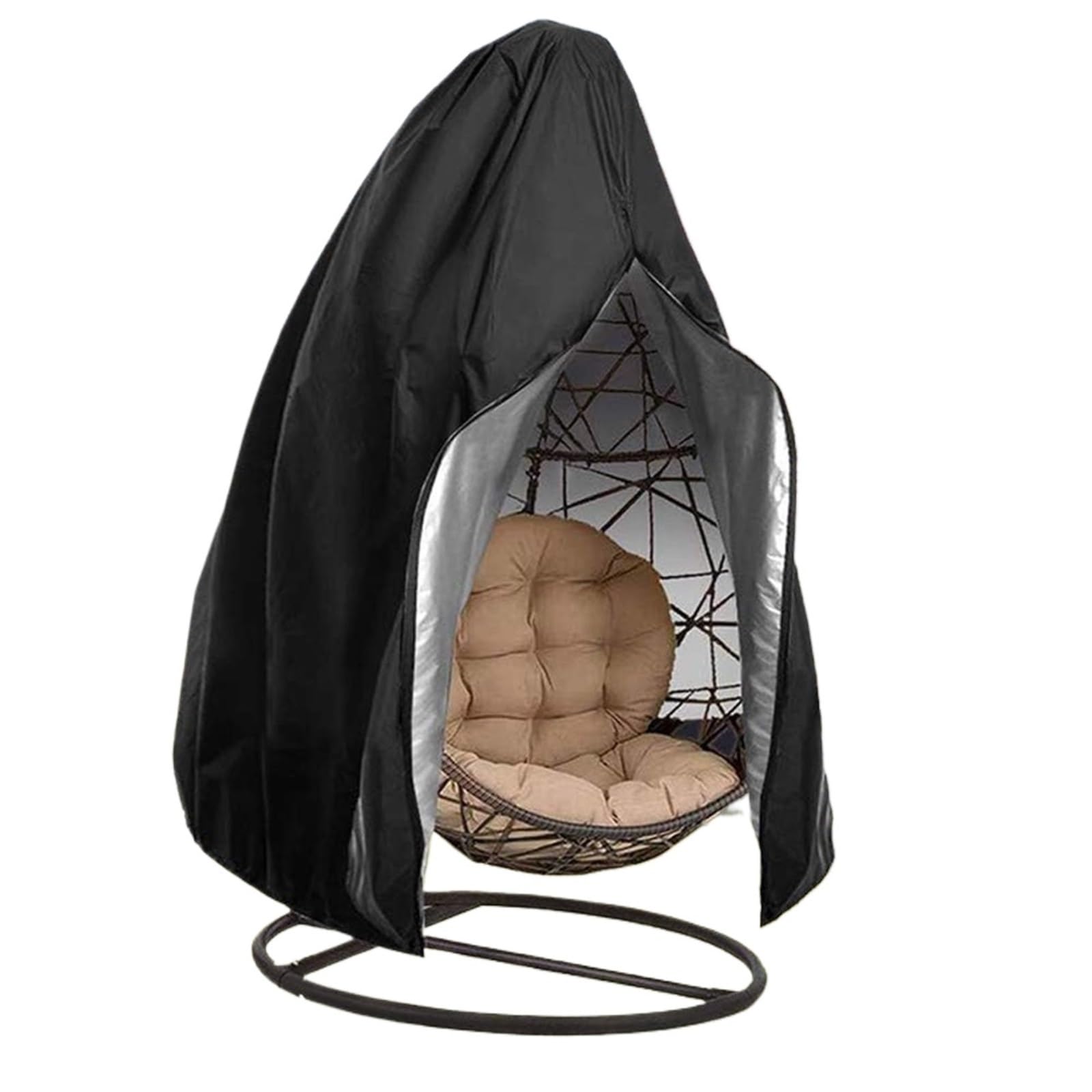 Gsjnhy Black Egg Chair Cover Patio Egg Chair Covers With Zipper, Wicker Swing Waterproof Heavy Duty Weather Resisatnt Outdoor Cover For Swing Hammock(190X115cm)
