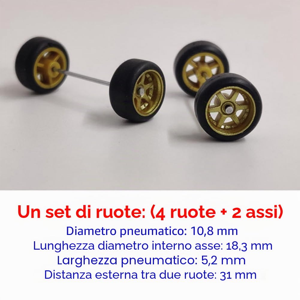 10 Set di Ruote All Terreno 1/64/Pneumatici in Gomma, Pneumatico Rimovibile da 18,3 mm per Ruota 1:64 Modello Camion RC All Terreno SUV Colore Casuale
