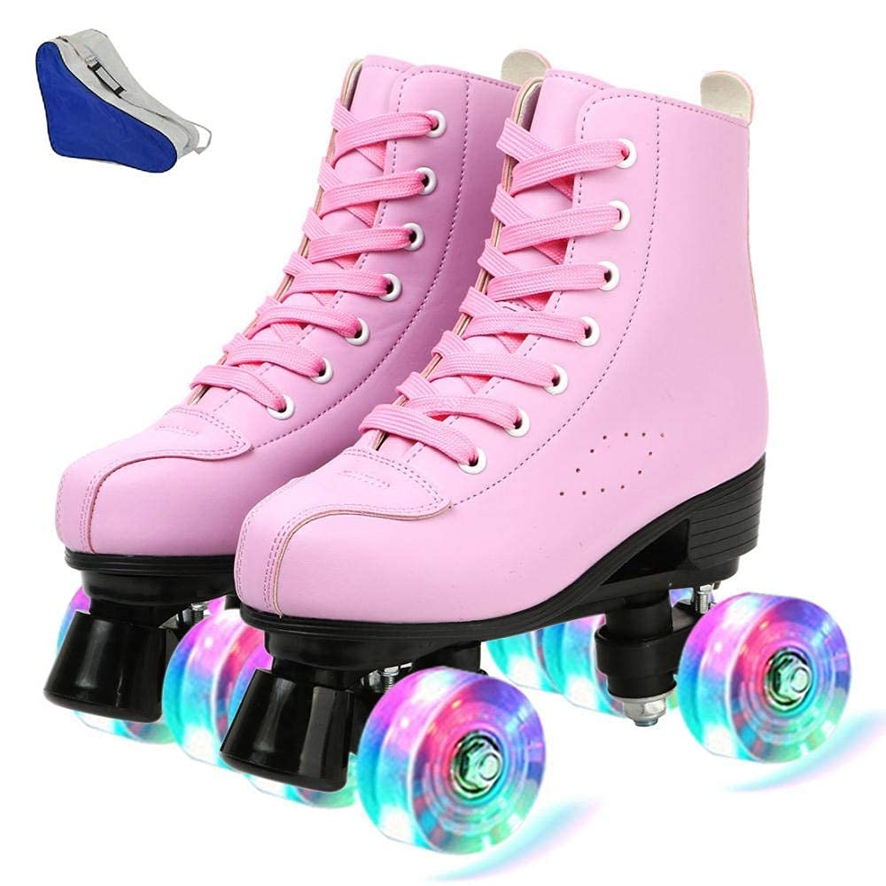 Comeon Classic Women Roller Skates,Unisex High-top 4 Wheel Roller Skates Double Row Roller Skates for Boys and Girls