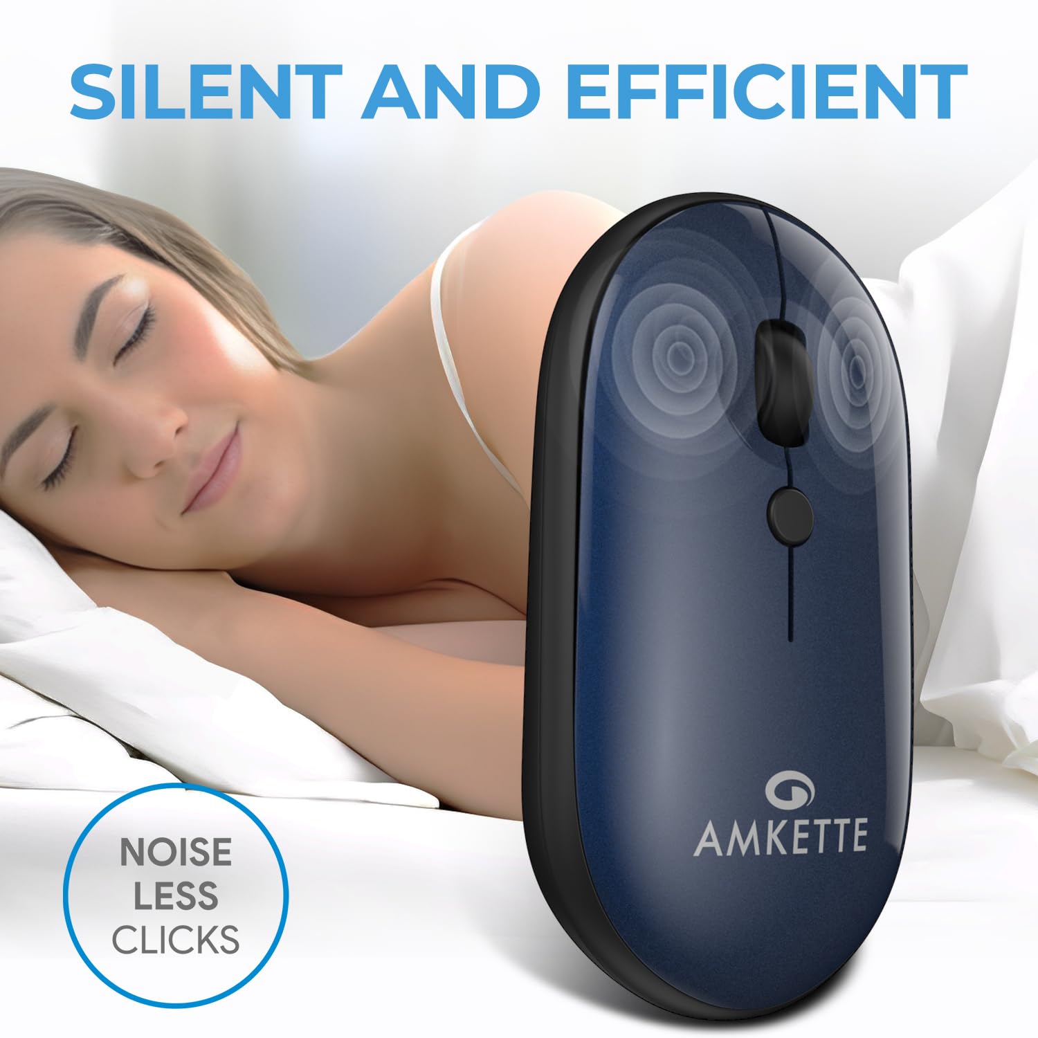 Amkette HushPro Byte Bluetooth Mouse (Blue) - Green Apple Compunet