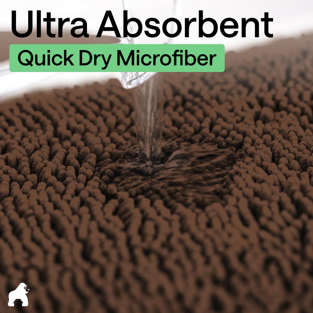 Gorilla Grip Originele Chenille Badkamer Tapijt Mat, 36x24, Extra Zachte en Absorberende Shaggy Tapijten, Machinewas en Droog, Perfect Pluche Tapijt Matten voor Tub, Douche, en Badkamer, Grijs