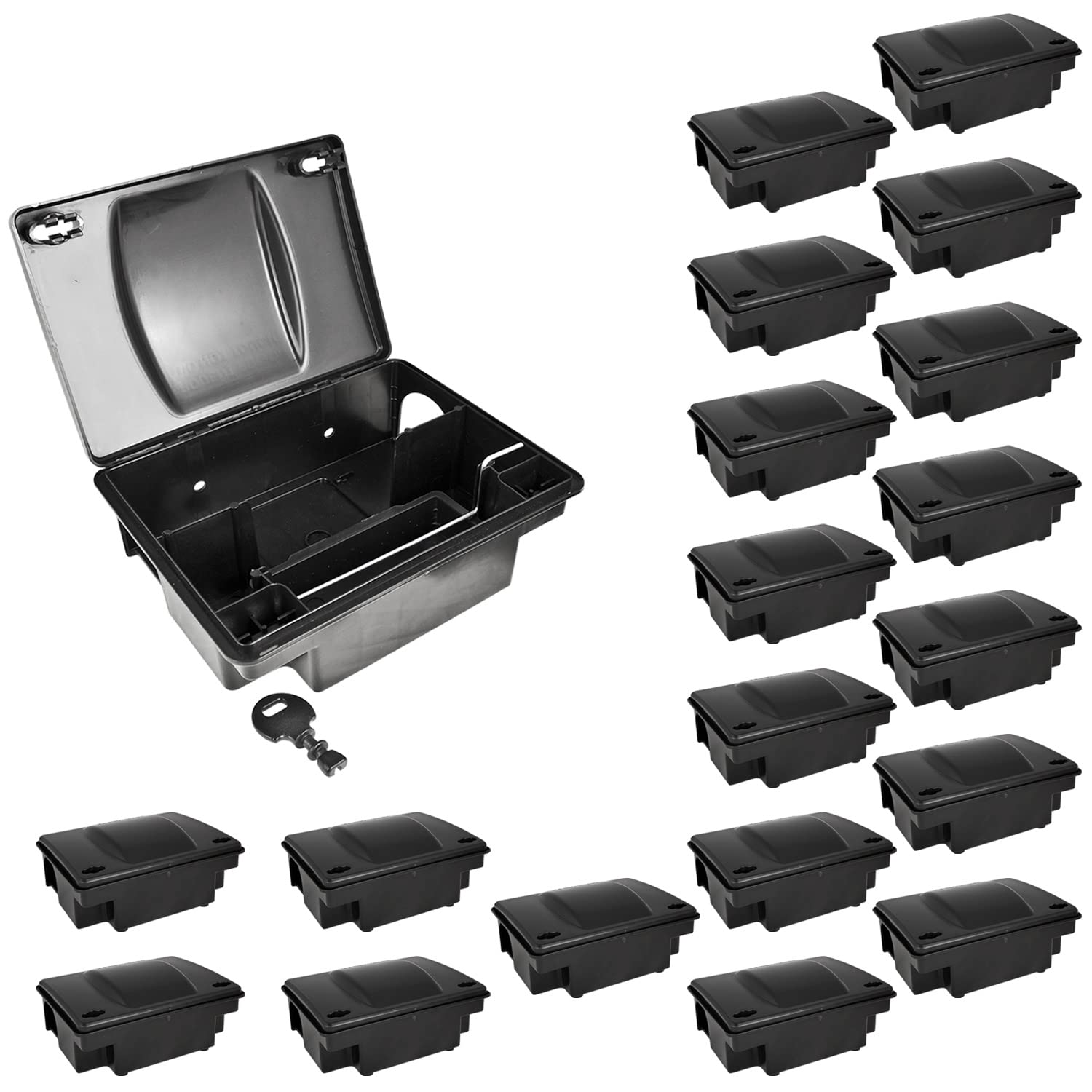 20x Köderstation Ratten Set Köderbox Garten Mausfalle Mäuse Rattenköderbox Box Rattenköderstation Rattenfalle Kinder- Haustiersicher Koederbox Gift Petigi