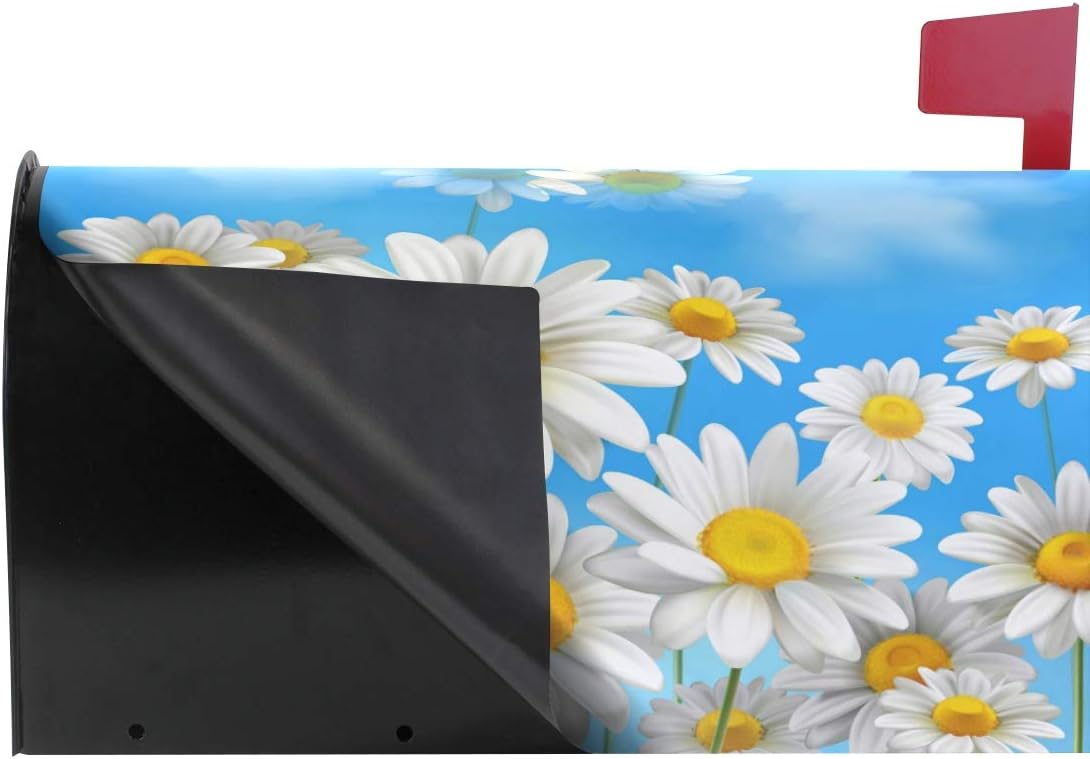 WOOR Spring Daisy Chamomile Flowers Magnetic Mailbox Cover Oversized for Garden Yard Outdoor Decorations-20.8" x 25.5"