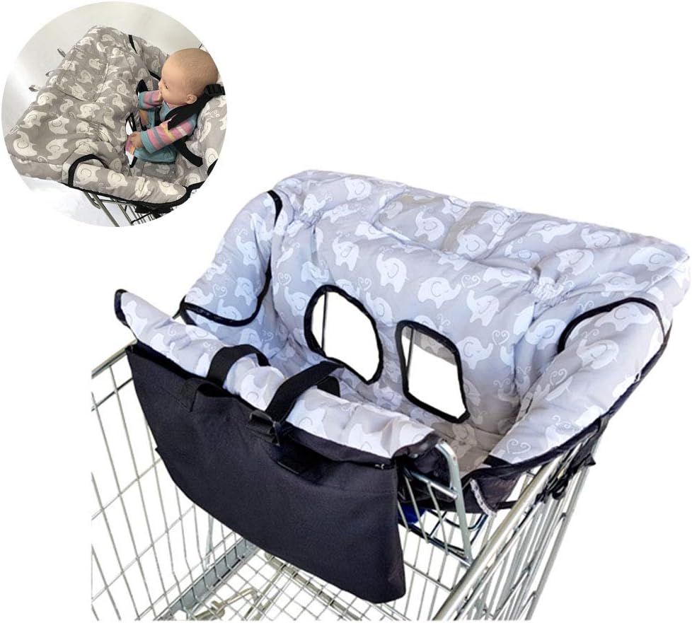 ショッピングカートカバー 2 In 1デザインのポータブルショッピングカートシートカバーハイチェアと赤ちゃん