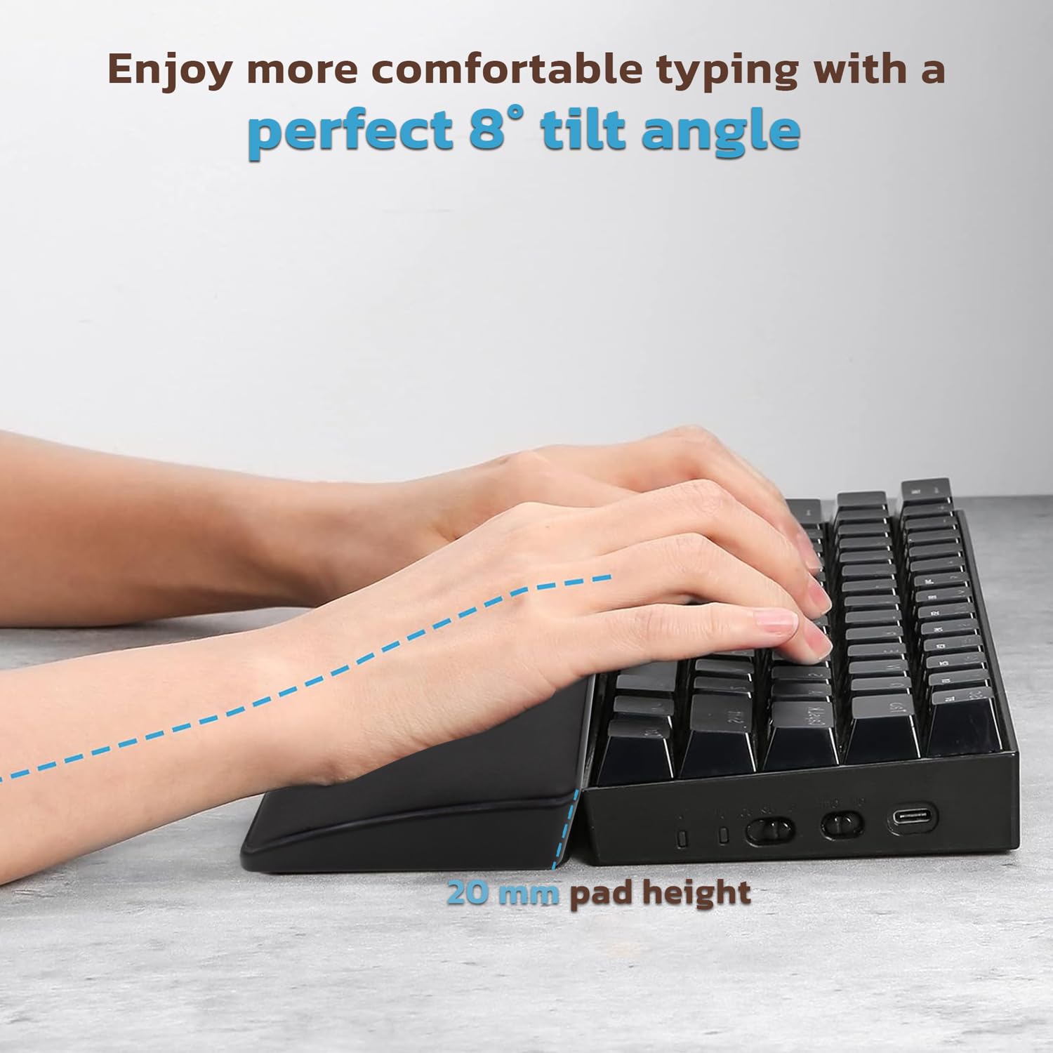 Ant Esports Tenkeyless Keyboard Wrist Rest Pad -14.3"- Memory Foam Palm Rest with Non-Slip Footpad - Ergonomic Design Wrist Support - Desk Keyboard Accessory Gaming Gear- -TKL Size Black — Amazon image 3