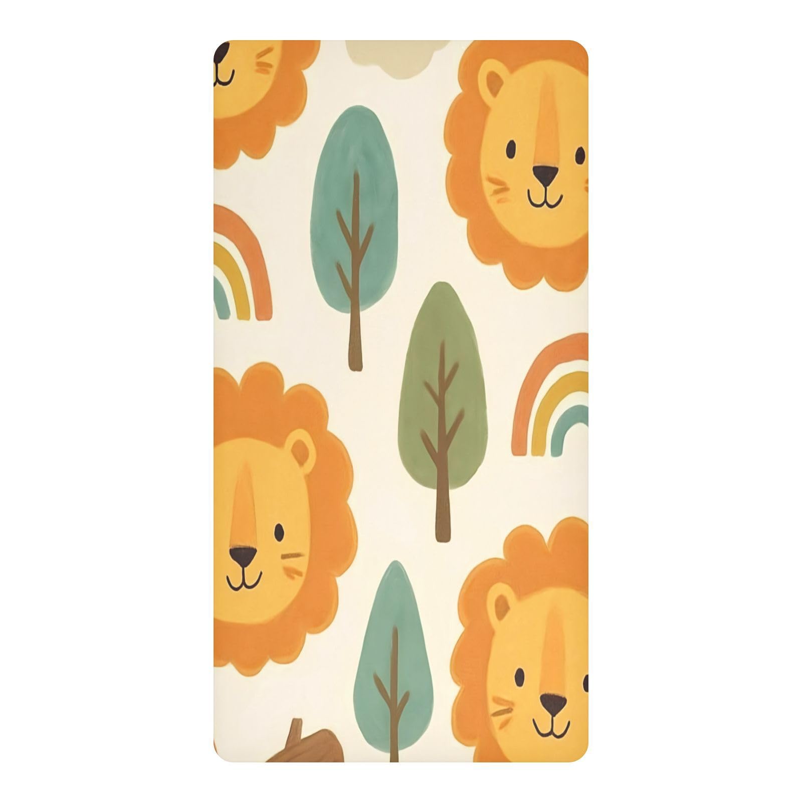 JiangGgen Lion Faces Baby Crib Sheet Soft Breathable for Standard Crib-M