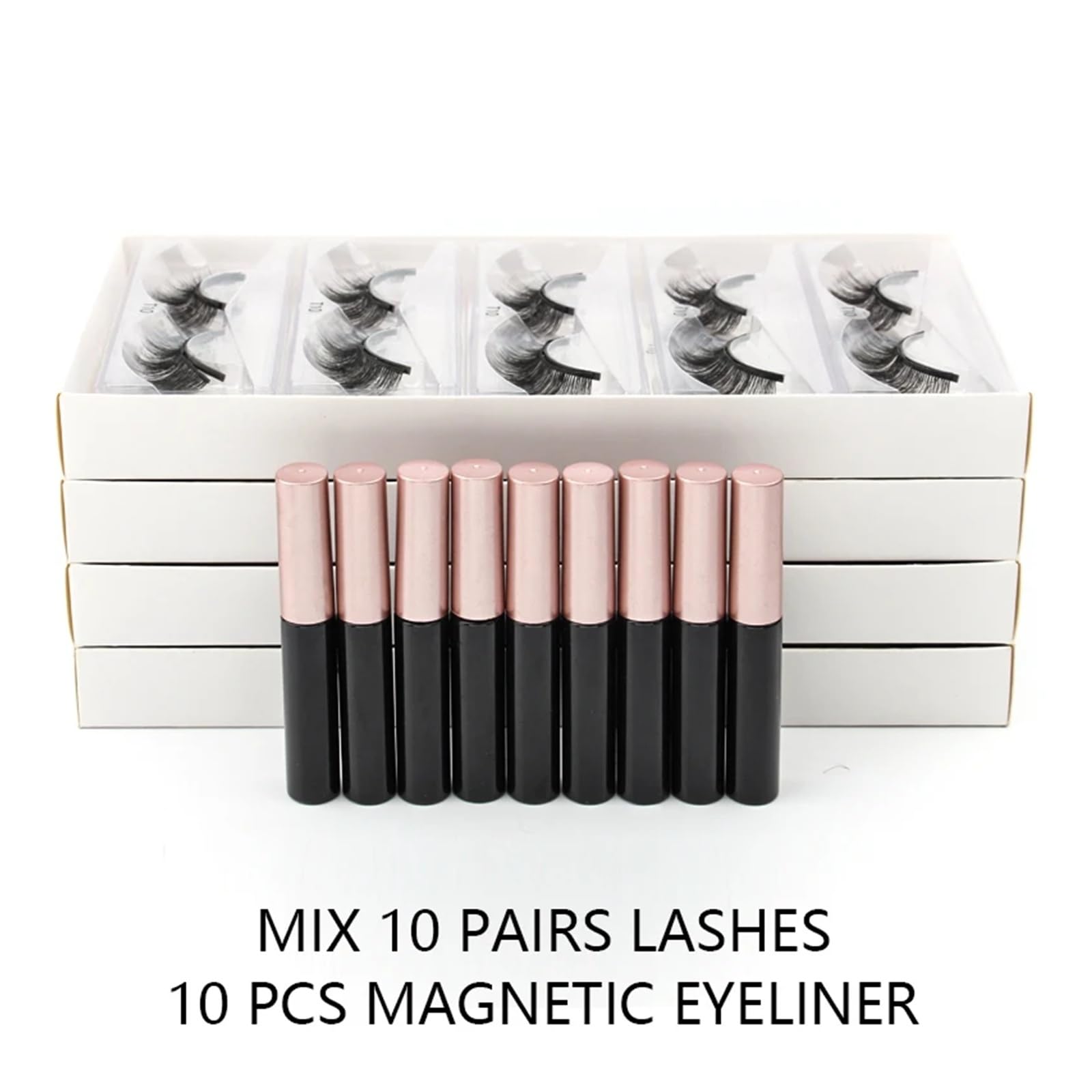 UAMOU 3/20/100PCS Magnetische Wimpern 3D Nerz Wimpern Magnetische Flüssigkeit Eyeliner Wasserdicht Langlebige Falsche Wimpern Kurze Faux Cils Cheerfully (Color : 10Lashes 10Eyeliner)