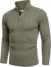 Men High Neck Zipper Full Sleeve Cable Knitted Winter Sweater,Cable Knit Sweater for Men