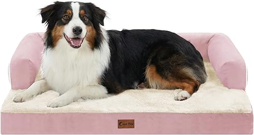 Miniatura 56 de Cama ortopédica para perros extragrandes, cama de espuma XL con forma de caja de huevos impermeable con lados 45x35 pulgadas, cama de sofá para