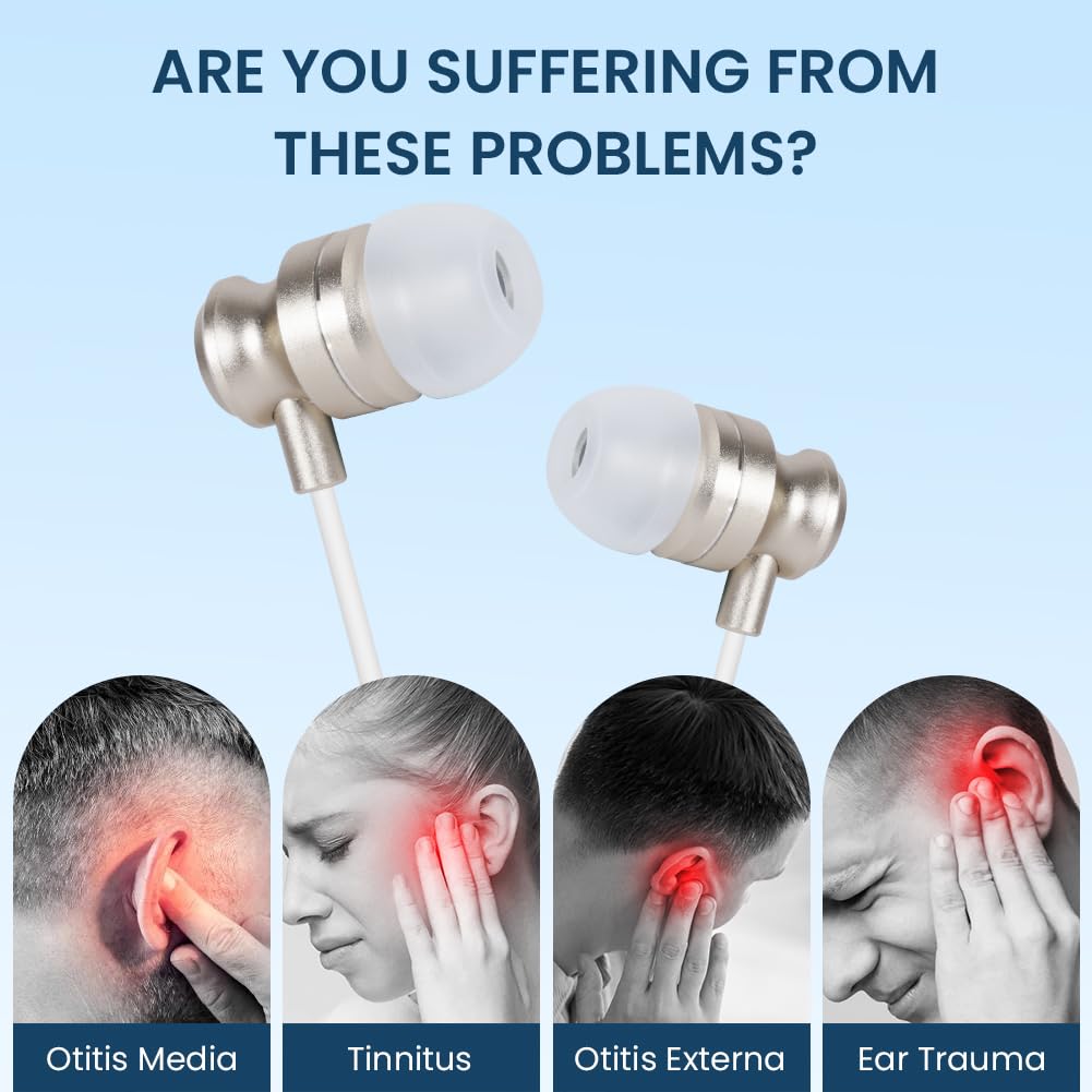 Aolso Tinnitus Infrarot OhrstöPsel, 2-in-1 Rotlichttherapiegerät für Nase Ohren, Rotlicht Tinniplug Kopfhörer Gegen Tinnitus, Rotlichtgerät für Tinnitus, Schnelle Hilfe bei Ohrgeräuschen