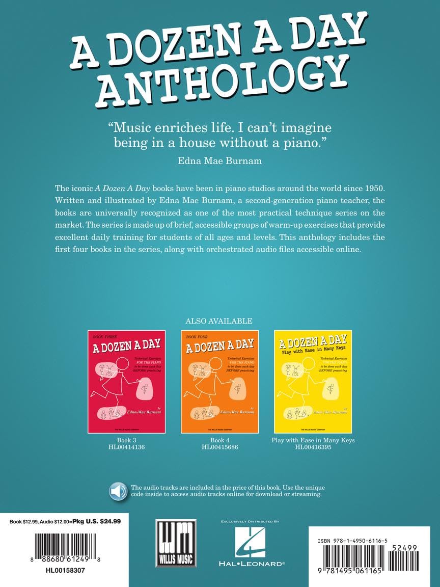 A Dozen A Day Anthology | Edna Mae Burnam per Pianoforte | Metodo con Spartiti e Audio Online | Esercizi Tecnici Progressivi per Studenti e Pianisti in Formazione | Raccolta Completa