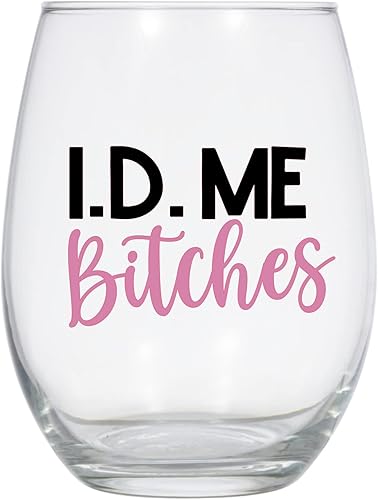 ID me Bitches, copa de vino de 21 onzas, copa de vino de cumpleaños número 21, Finally 21 disponible en Yaxa Colombia