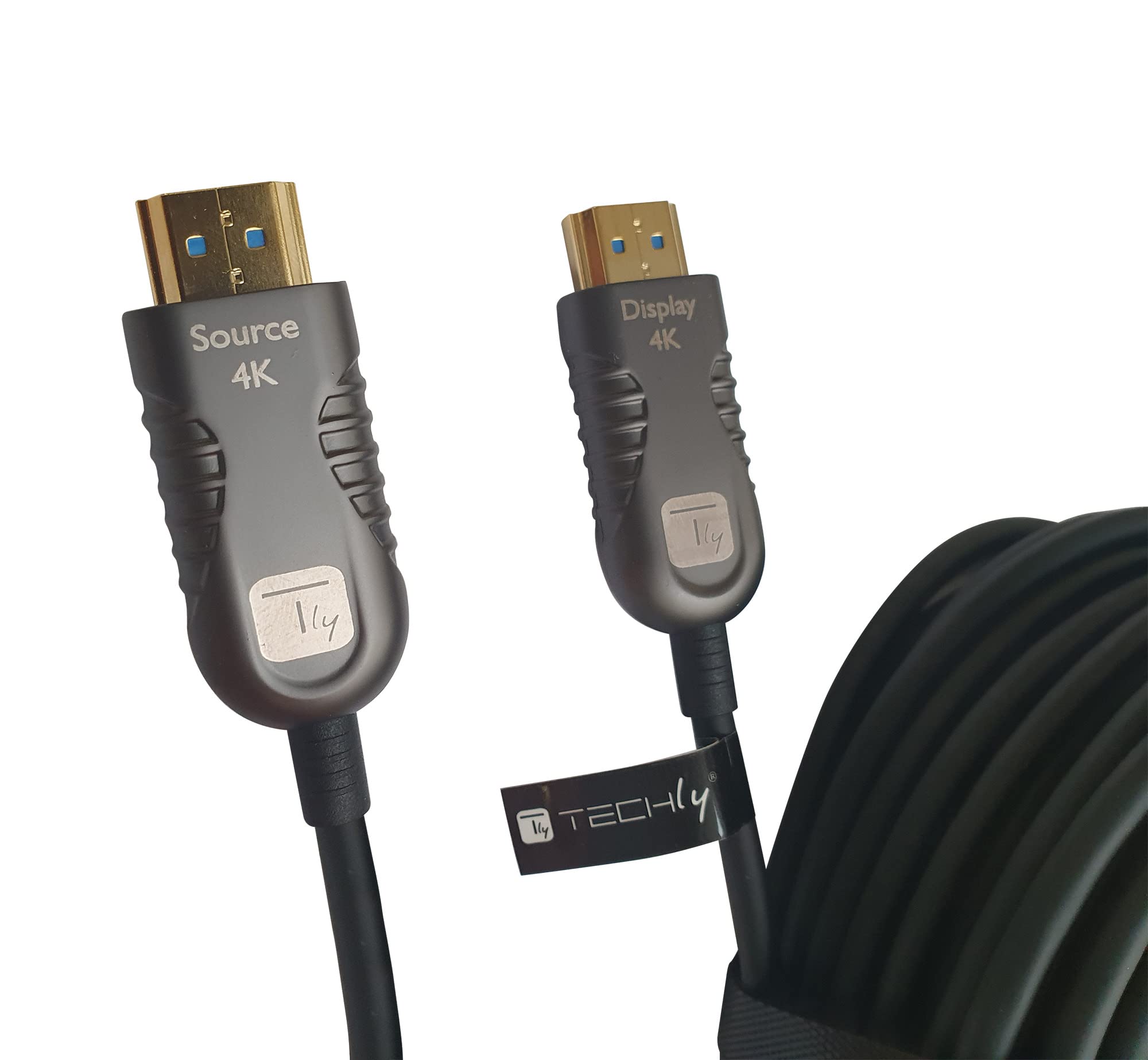 Techly 103977 Aktywny kabel optyczny HDMI™ 2.0 AOC 4K 18 GB/s, HDMI™ A/A/M/M, 10 m, czarny
