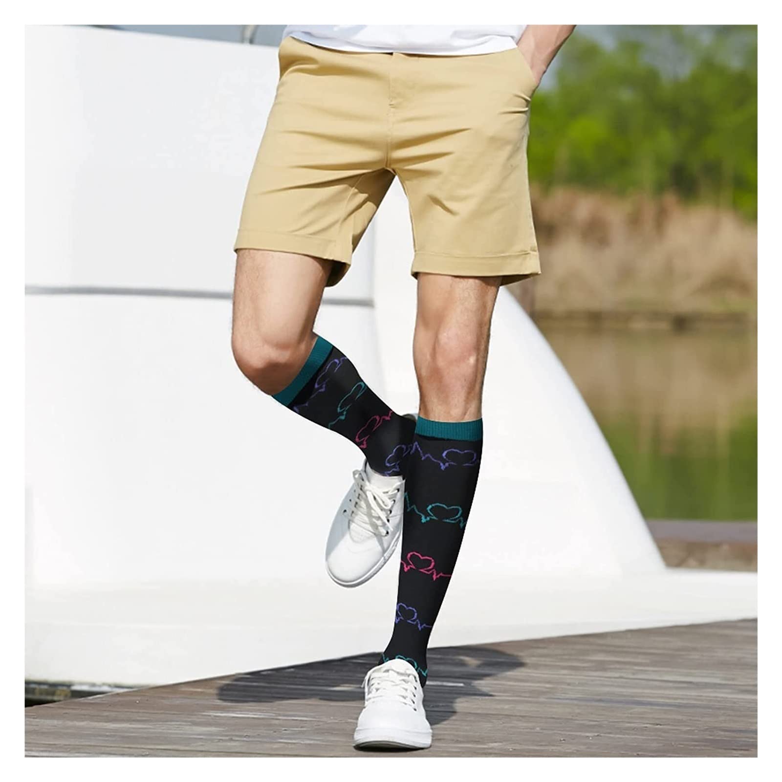 Wintersocken Bettsocken 4 Paar Kompressionssocken Für Damen, 15–20 MmHg, Laufen, Radfahren, Durchblutung Warme Flauschige Socken(S/M)