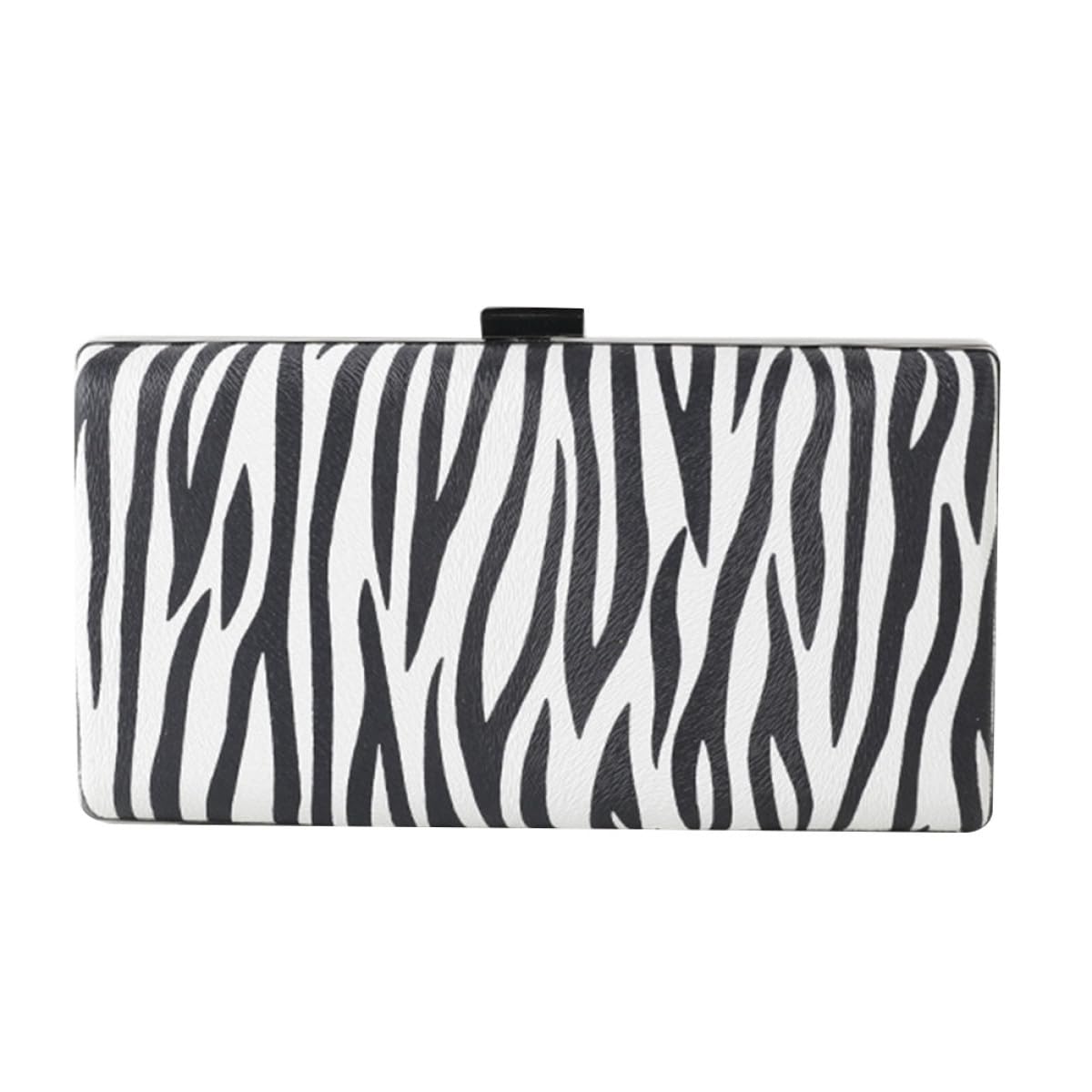 Ipetboom Bolso de Noche Rayas de Cebra Clutch Mujer Material Sintético Elegante para Fiestas Banquetes Boda Tamaño Portátil