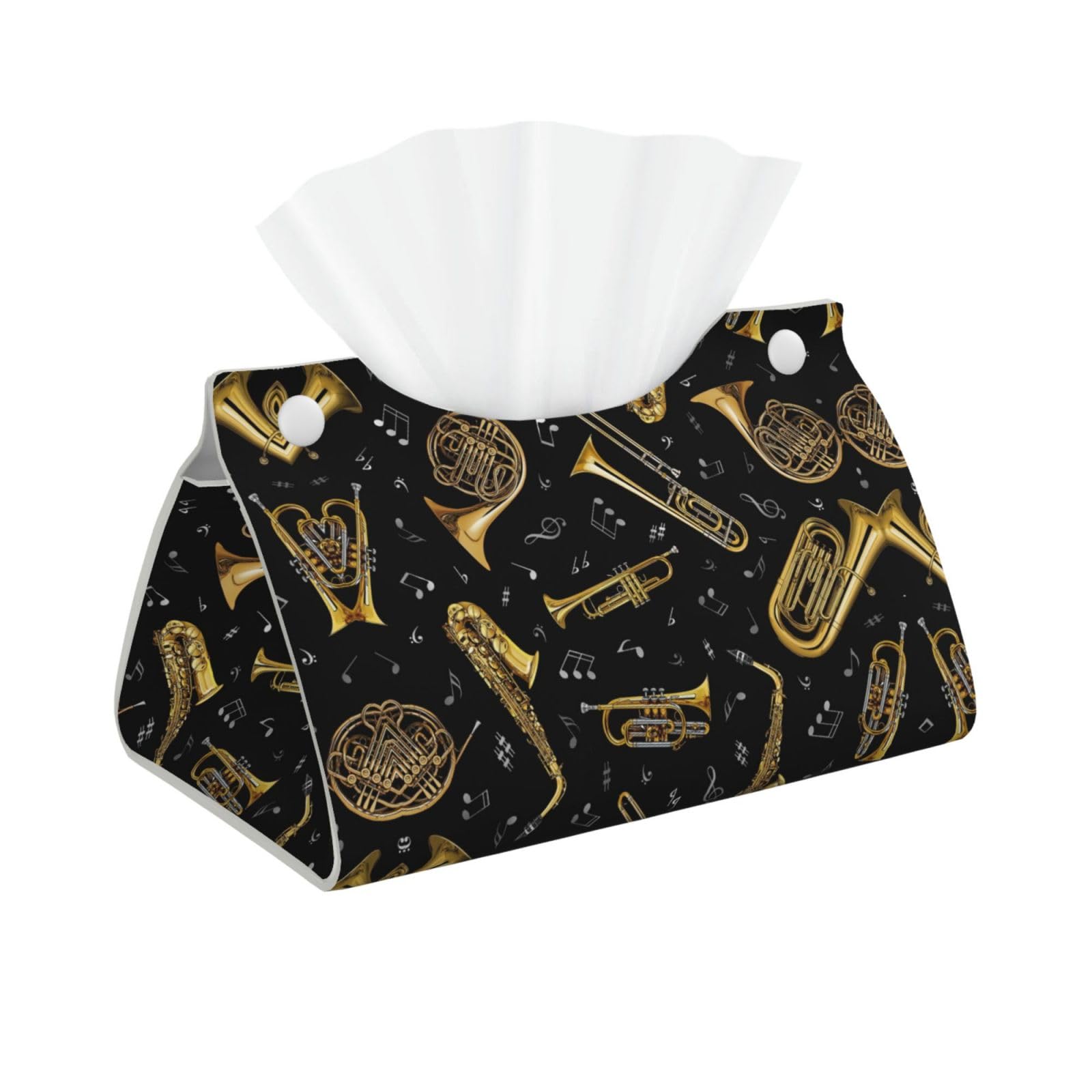 Musical Instruments Long Tissue Box Cover â€ Living Room, Office, Car â€ Crafted from Leather- â€ Foldable Home Decoration
